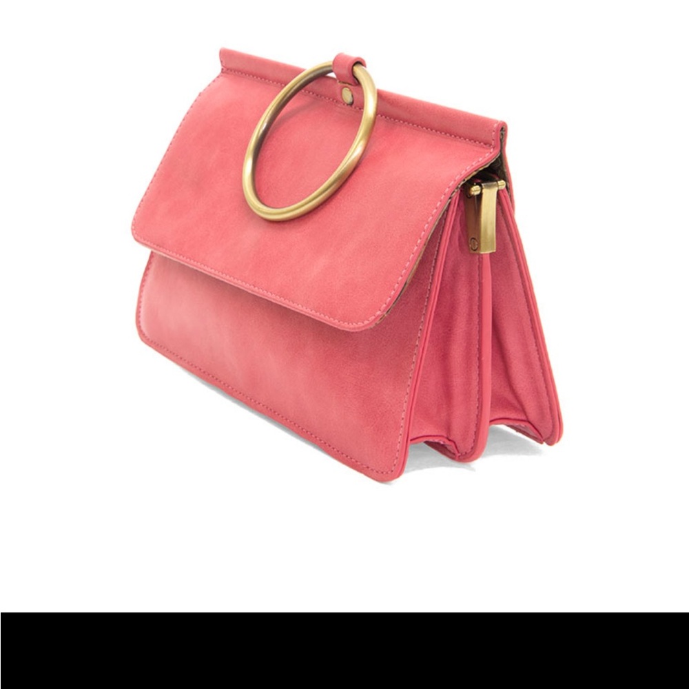 Aria Pink Handbag with Gold Ring Accent